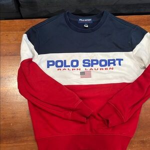 Polo by Ralph Lauren Red and White Sweatshirt Classic Sporty Design